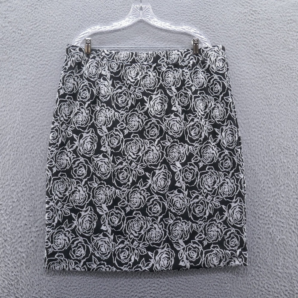 41 Hawthorn‎ Etienne Knit Pencil Skirt XXL Black Gray Floral Rose NEW